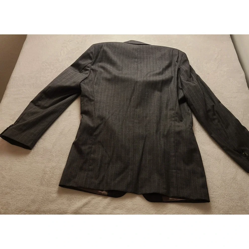 Mens‎ Charcoal Grey Pinstripe 2 Piece Suit Blazer and Pleated Trousers Set